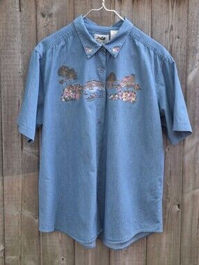 Vintage Northern Reflections Short Sleeve Blouse Size Xl